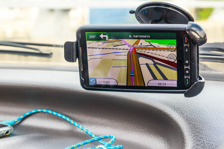 Mobile navigator used in car の写真素材