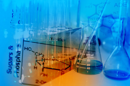 science lab with chemical themeの写真素材