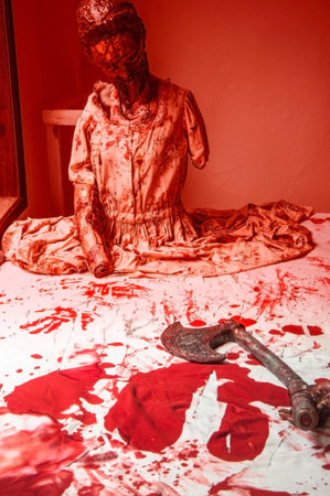 halloween doll in bloodの写真素材