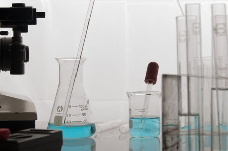 Chemical laboratory equipment. Flasks and test tubes