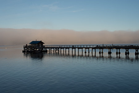 Pier in the morning fog