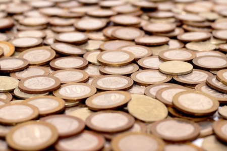 Placer sets of coins for the whole imageの写真素材
