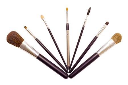a set of seven brushes for applying makeupの写真素材