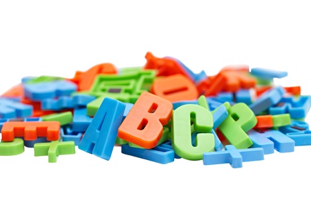 Colorful alphabet letters on a magnetの写真素材