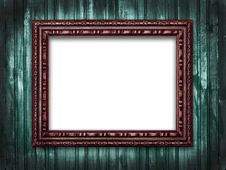 llustration of a picture frame on a wooden grunge backgroundの写真素材