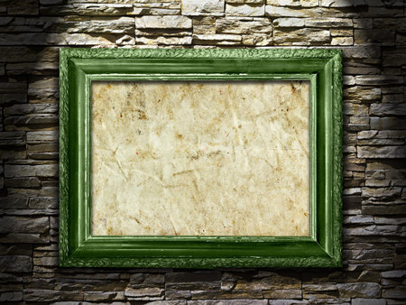 Picture frame on a stone grunge background, highlight	の写真素材