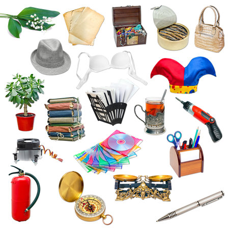 simple collage of isolated objects on white background