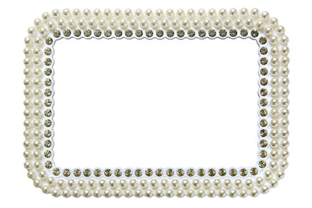 frame for photo with pearls isolated on white backgroundの写真素材