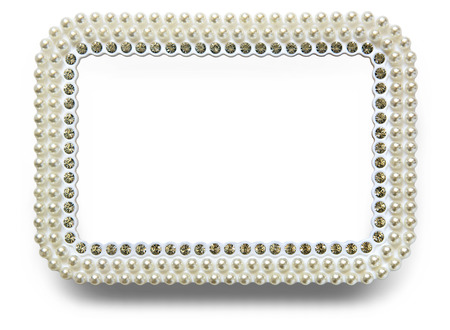 frame for photo with pearls isolated on white backgroundの写真素材