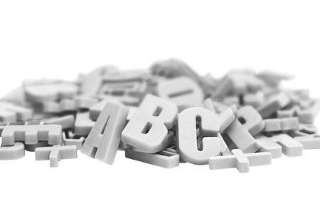 Black and white alphabet letters on a magnetの写真素材