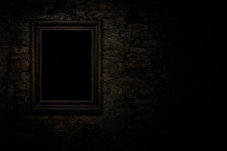 vintage frame on old brick wall in grunge style