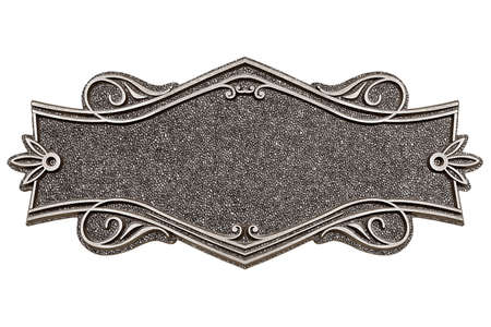 Vintage cast stone plate isolated on white backgroundの写真素材