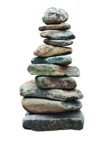 stack of rough stones isolated on white backgroundの写真素材