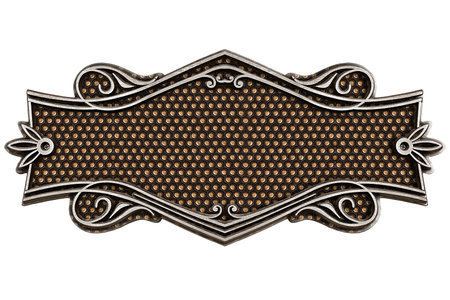 Vintage cast leather plate isolated on white backgroundの写真素材