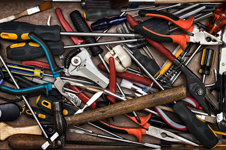 bunch of different instruments in the backgroundの写真素材