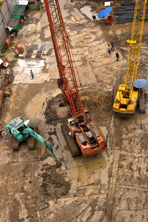 Construction in Bangkok in view of the high or bird eye viewの写真素材