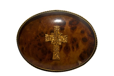 Beautiful Golden cross in amber  の写真素材
