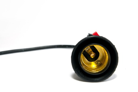 Detail black terminal inside light bulb の写真素材