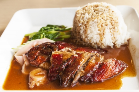 Rice with roast duck sauceの写真素材