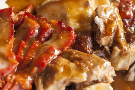 Chinese style roasted pork with riceの写真素材