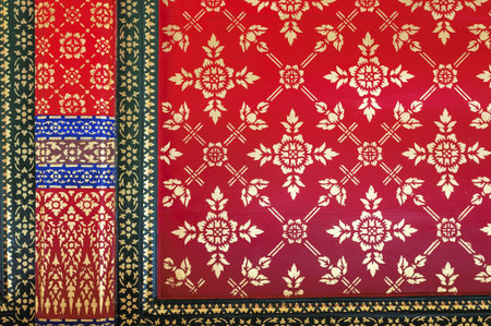 Golden Line thai on red background