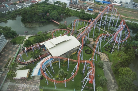 Roller Coaster in bird eye viewの写真素材