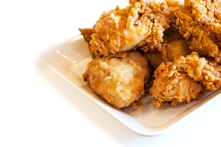 Fried chicken on white background  の写真素材