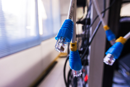 Cable lan in computer server room .の写真素材
