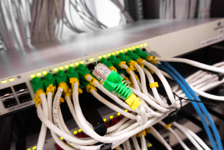 Cable lan in computer server room .の写真素材