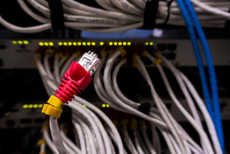 Cable lan in computer server room .の写真素材