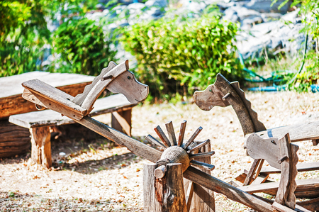 Rockin' Horse in garden park .の写真素材