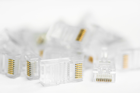 Network Cable RJ45 Head on white background .の写真素材