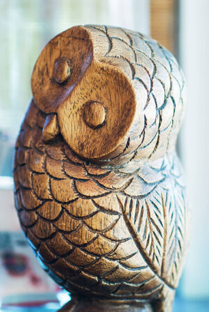 Antique Decorative Duck Decoy owl bird .の写真素材
