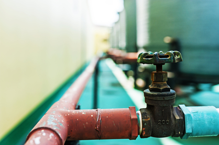 Old Shutoff Valve in sunlight .の写真素材