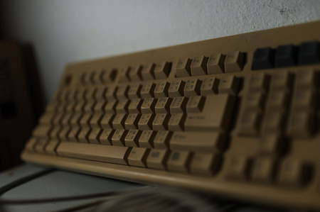 Very old computers on an office desk .の写真素材