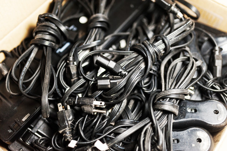 Black cable and plug in stock .の写真素材