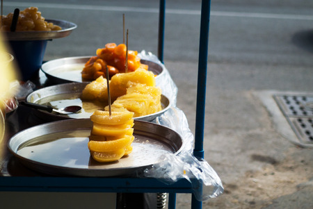 Sweet food caramel patato thai style .の写真素材