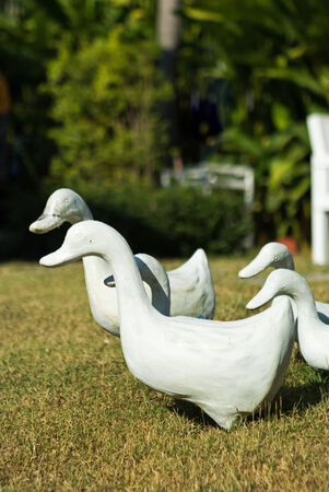 An Duck & egg statues in garden .の写真素材