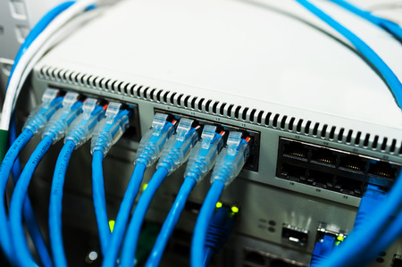 Network hub cable lan Close up .の写真素材