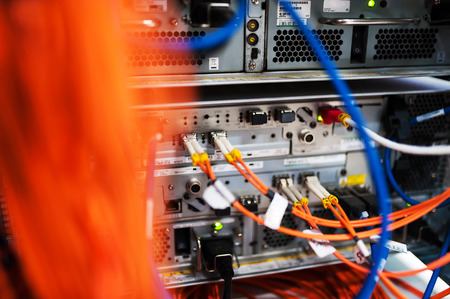 fiber optic with servers in a technology data center .のeditorial素材