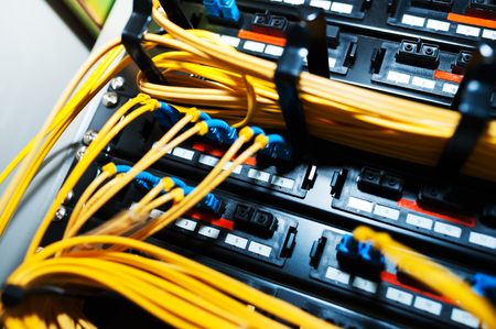 fiber optic with servers in a technology data center .の写真素材