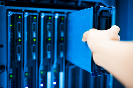 People fix server network in data room .の写真素材