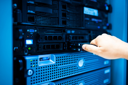 People fix server network in data room .の写真素材