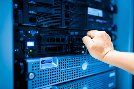 People fix server network in data room .の写真素材