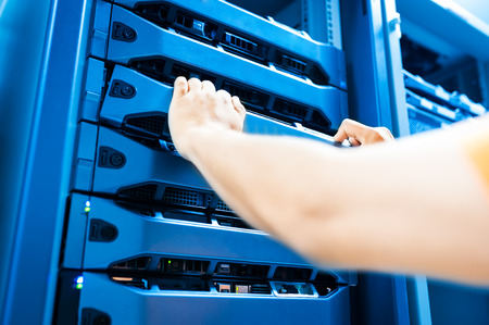 People fix server network in data room .の写真素材