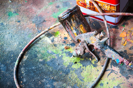 An Spary Gun on floor Abstract .の写真素材