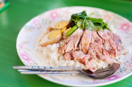 An Rice pork in disk with soft light .の写真素材
