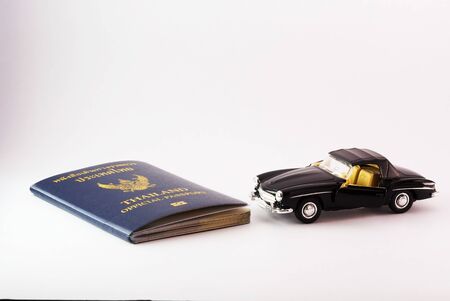 An Passport Thailand travel with car model .の写真素材