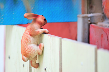 Bunny Statue in garden place .の写真素材