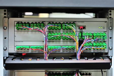 Network hub cable lan Close up .